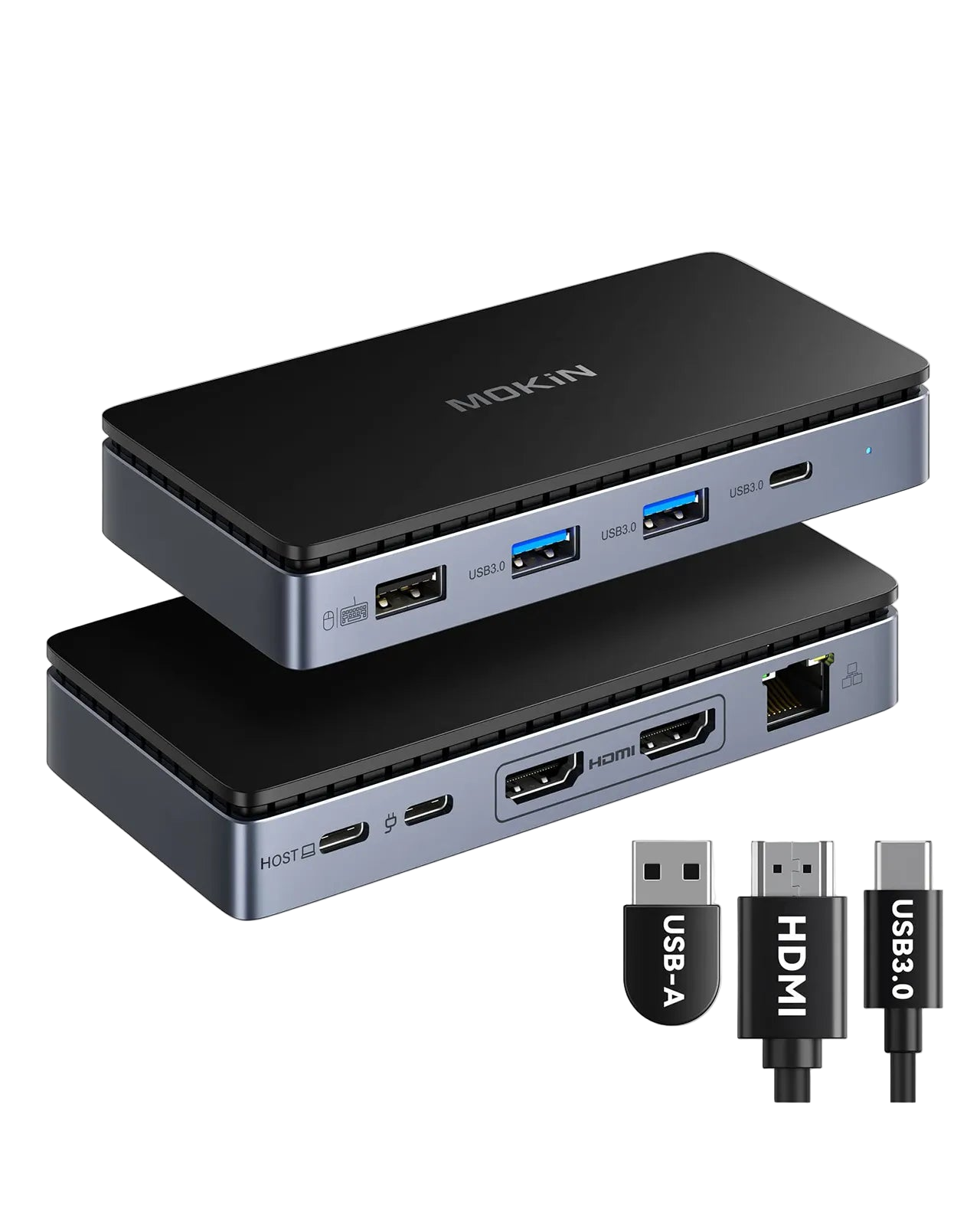 MOKiN 8-in-1 USB-C docking station with dual 4K@60Hz HDMI, USB, Ethernet and 100W PD