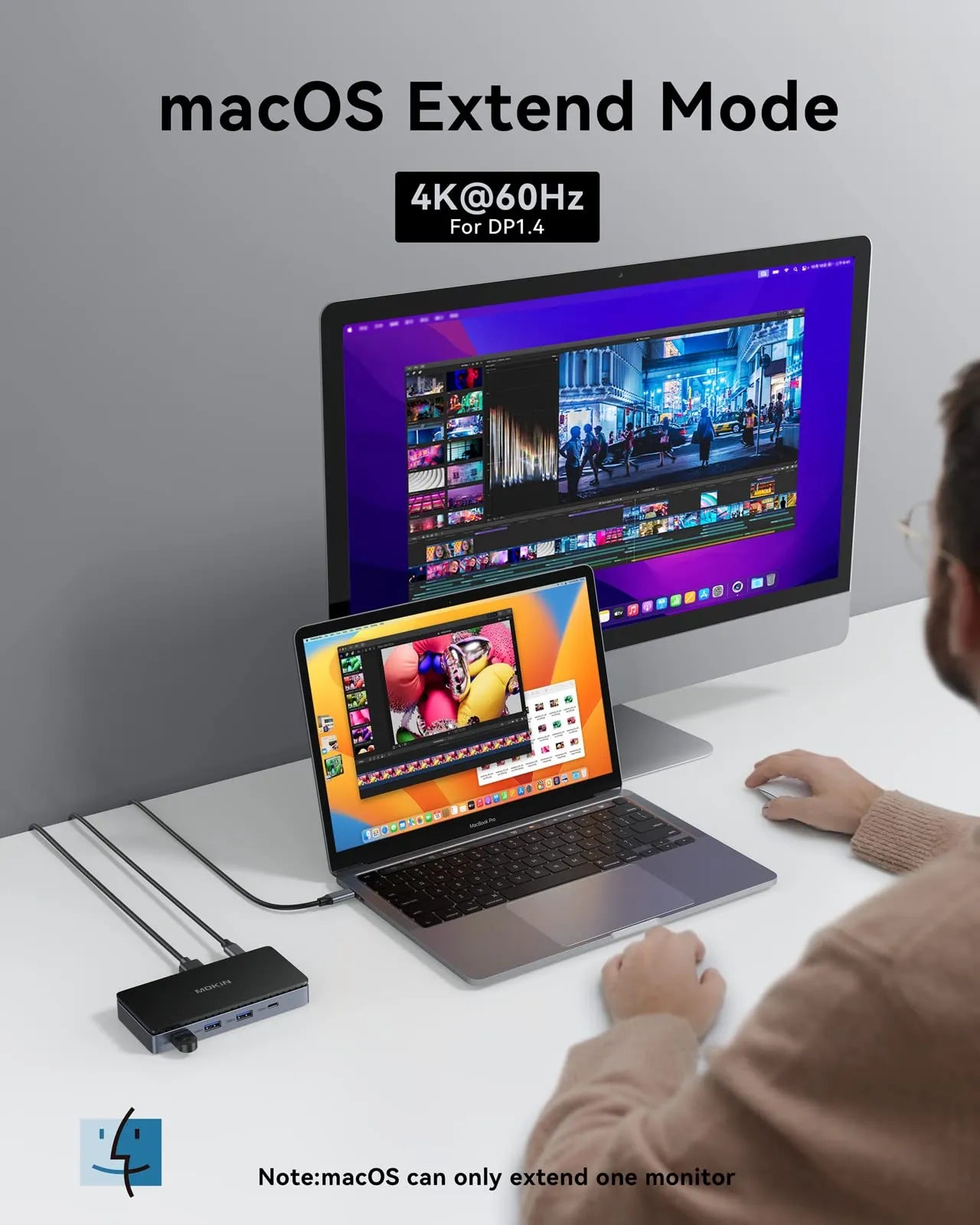 MOKiN 8-in-1 USB-C docking station with dual 4K HDMI, Ethernet and USB ports