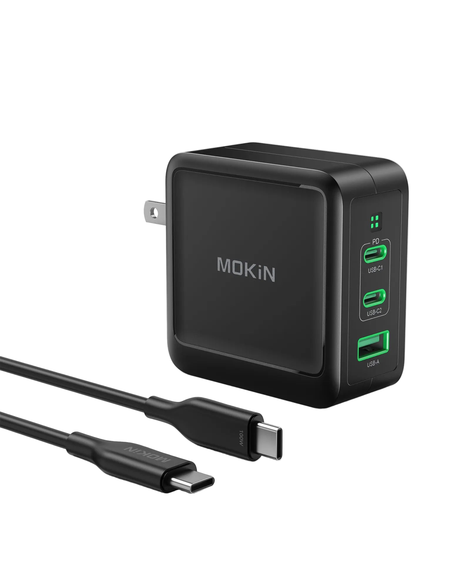 MOKIN 100W GaN USB C Charger (3-Ports Wall Charger)