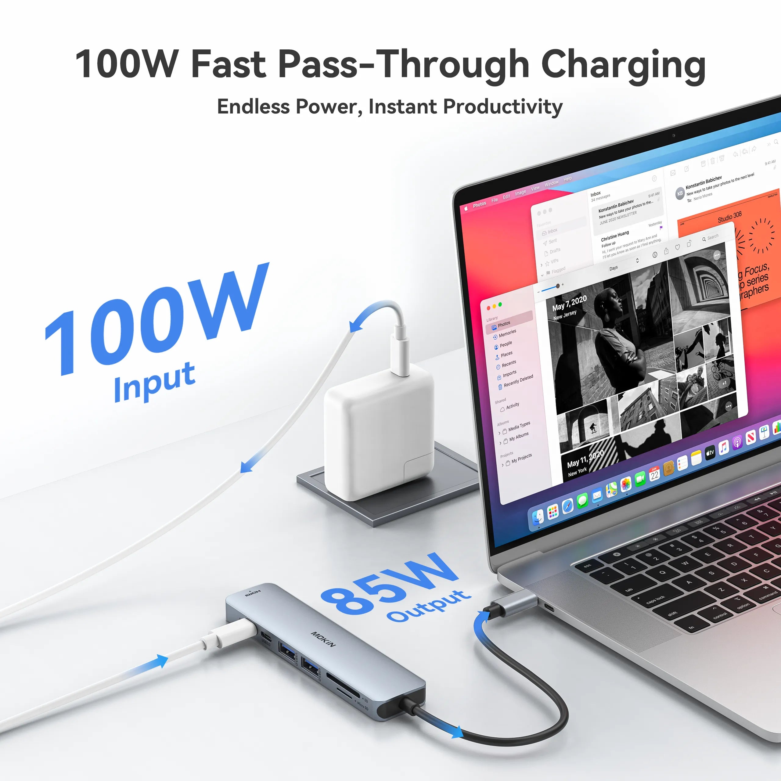 MOKiN 7 in 1 USB C Hub HDMI Adapter for MacBook Pro/Air