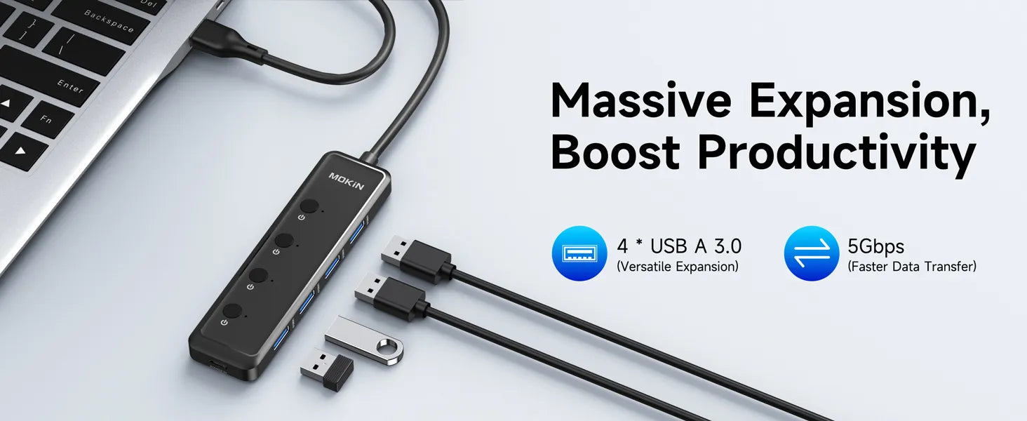 MOKiN 5-Port Ultra Slim USB 3.0 Hub