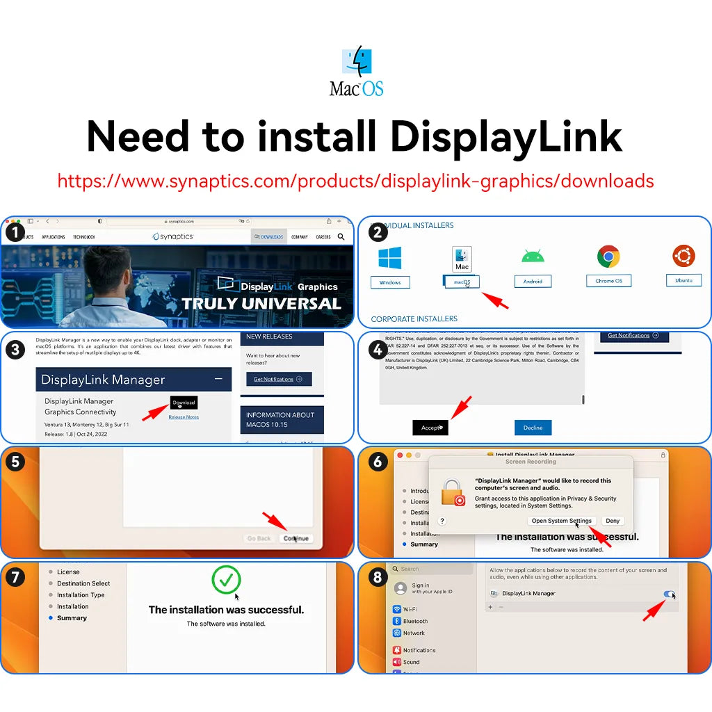 Install DispalyLink Steps on MacOS