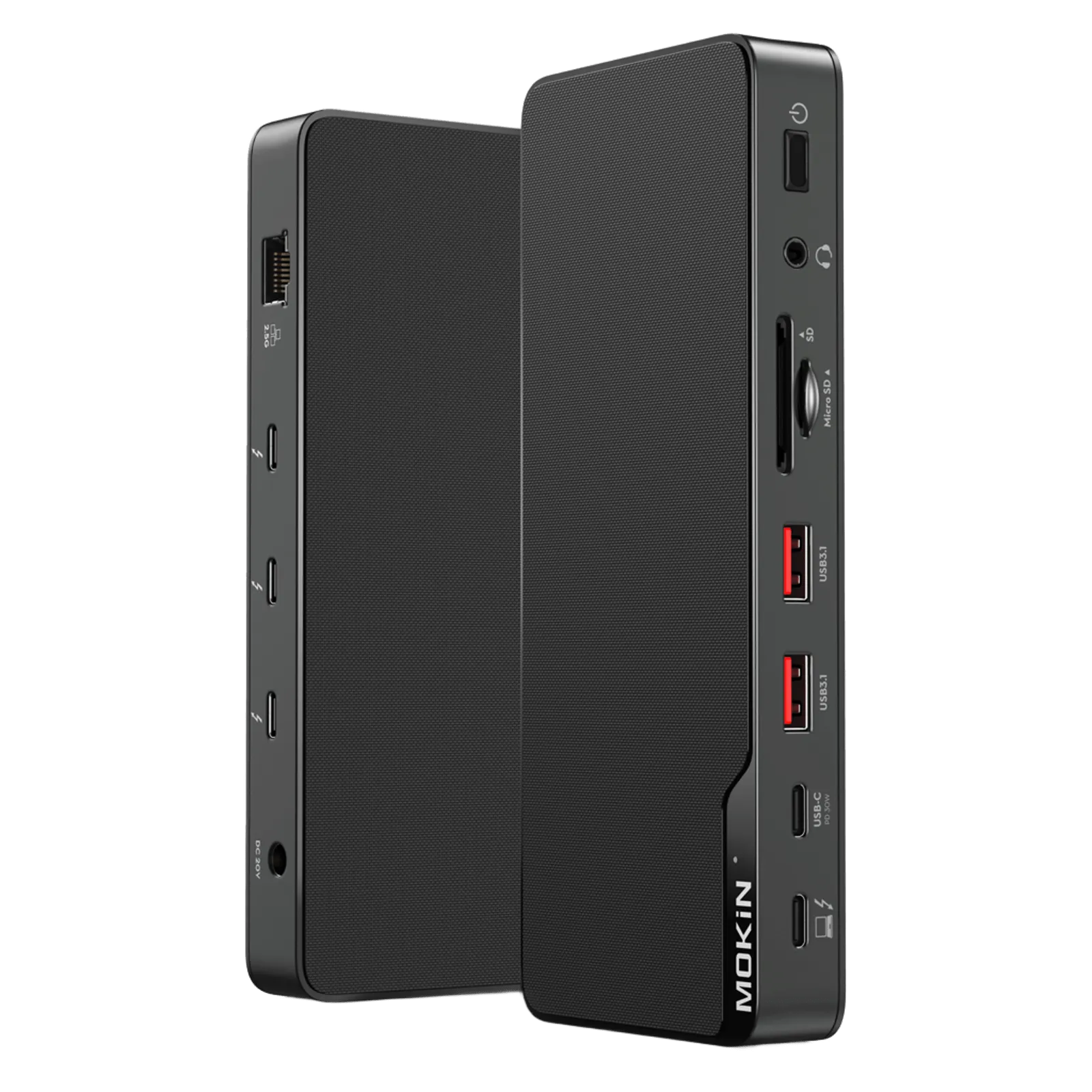 MOKiN 12-in-1 Thunderbolt 4 dock with dual monitor support and multiple laptop ports
