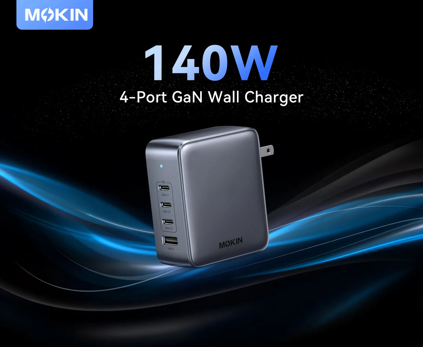 MOKiN 140W 4-Port GaN Wall Charger