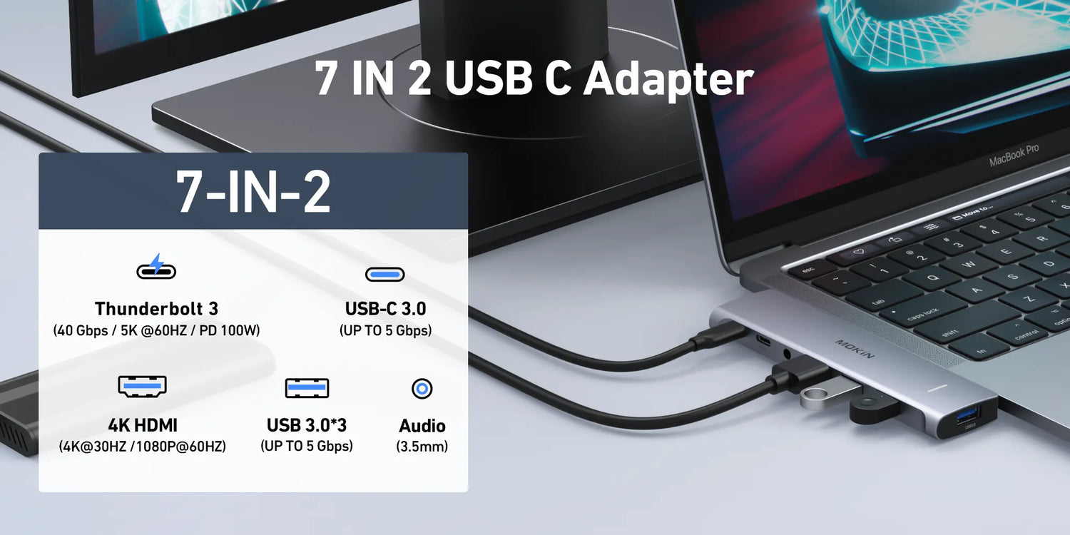 usb c hub multiport adapter - 7 in 2