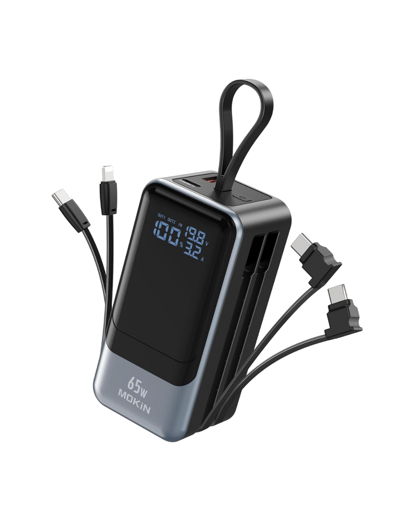 MOKiN 65W Portable Power Bank for Laptop - 18400mAh, Smart Display