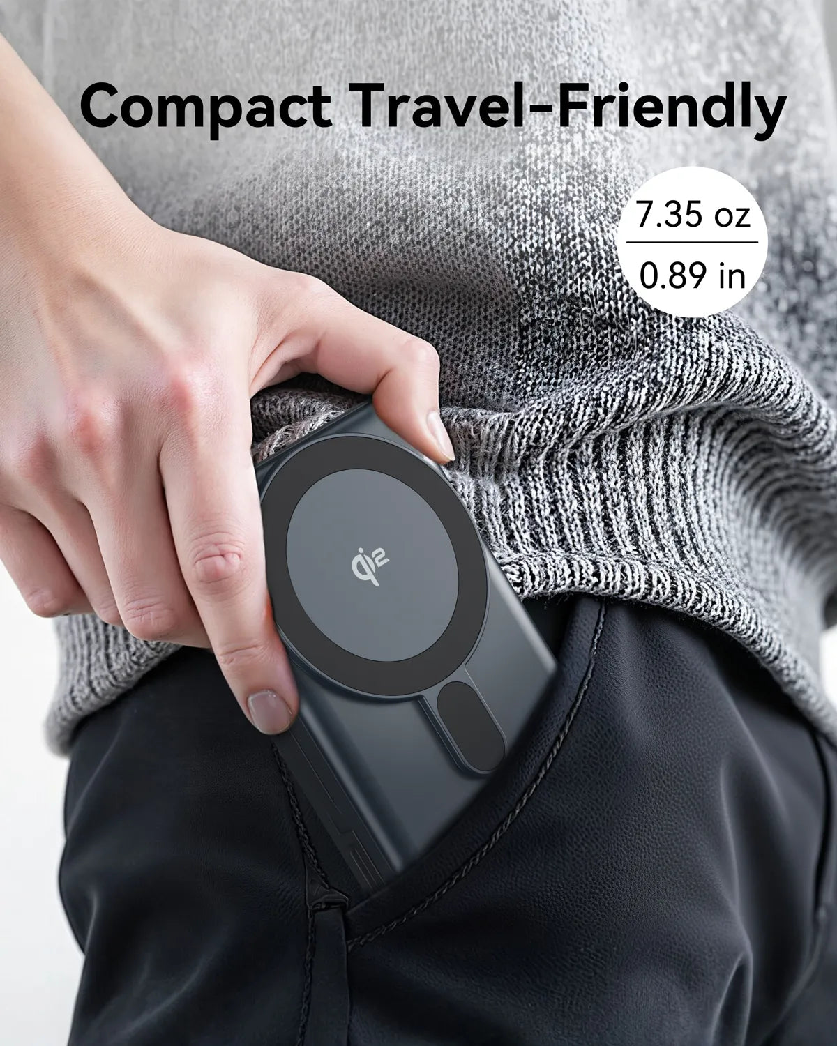 MOKiN 10000mAh Magnetic Power Bank with 15W Qi2 Wireless Charging — Compact Travel-Friendly