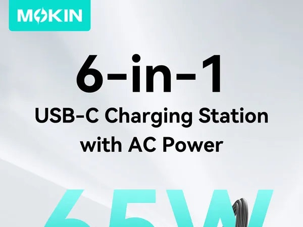 MOKiN 65W USB-C GaN Charging Station - 6 Ports Desktop Charger