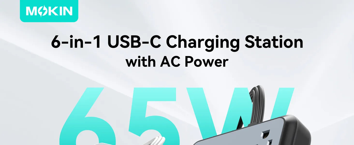 MOKiN 65W USB-C GaN Charging Station - 6 Ports Desktop Charger