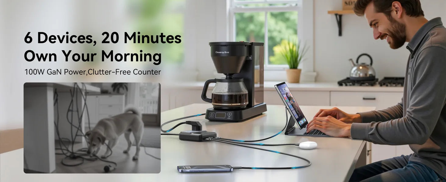 MOKiN 100W USB-C GaN Charging Station - 6 Ports Desktop Charger