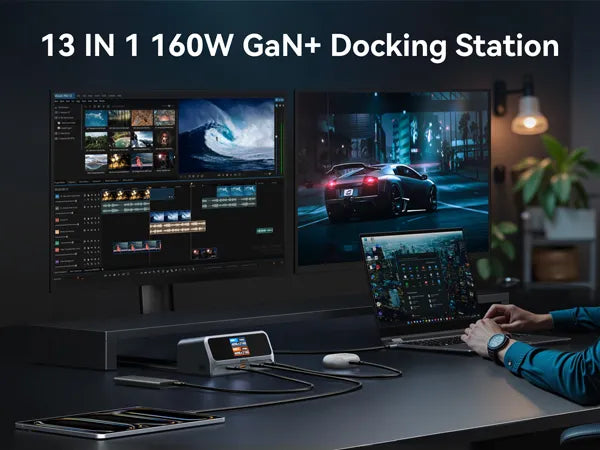 MOKiN 13-IN-1 160W USB-C Laptop Charging Station with 2.26-inch LCD Smart Display