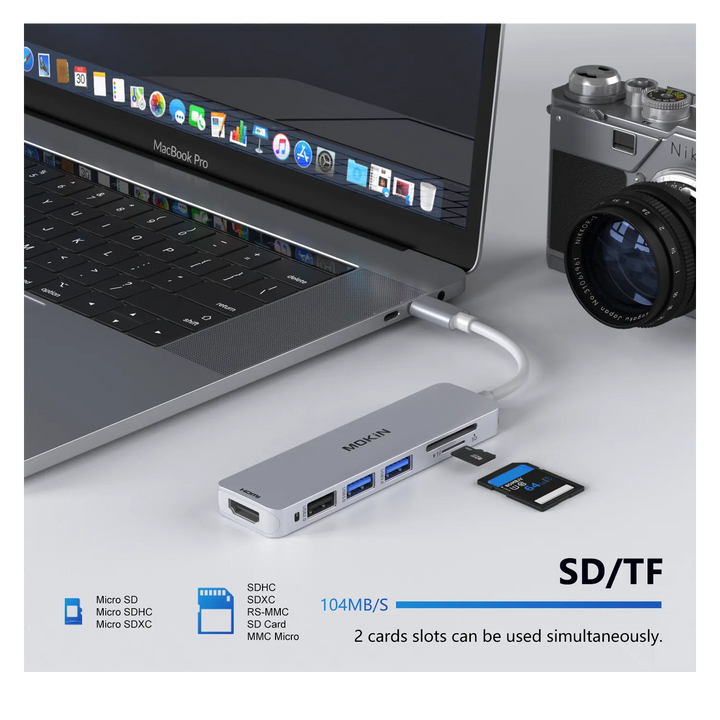Mokin 6 IN 1 Dongle USB-C to HDMI for MacBook Pro