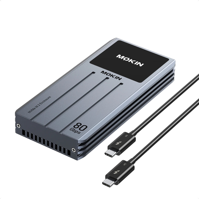 MOKiN Thunderbolt 5 NVMe SSD enclosure with turbo cooling aluminum housing