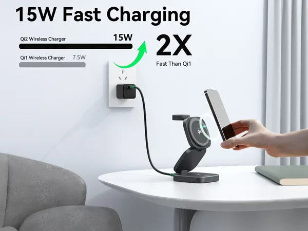 MOKiN Foldable 3-in-1 Qi2 Magnetic Wireless Charger for iPhone