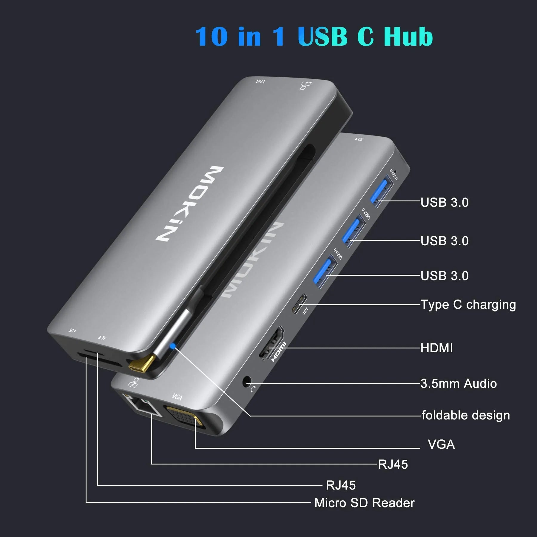 Mokin 10 IN 1 USB C Hub Multiport Adapter