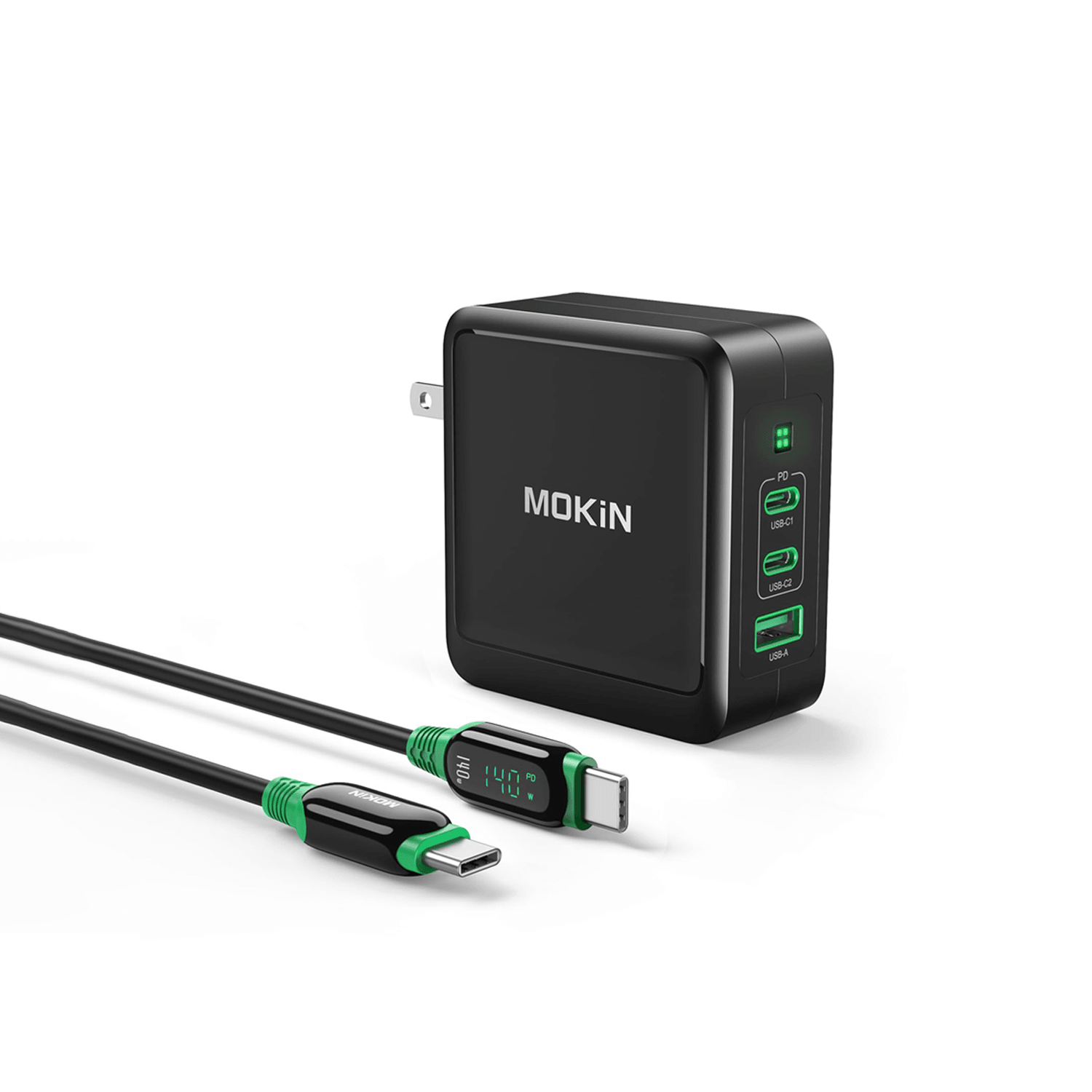 Mokin 140W GaN Charger - Fast Charging for iPhones, Laptops, Tablets