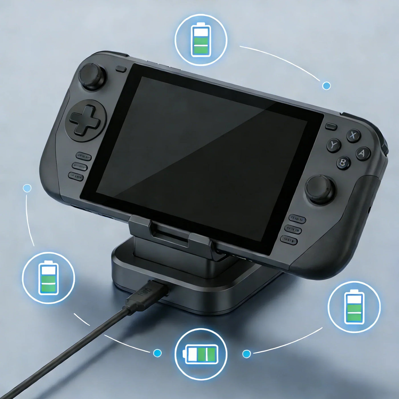 Optimized charging setup for Steam Deck docked mode.