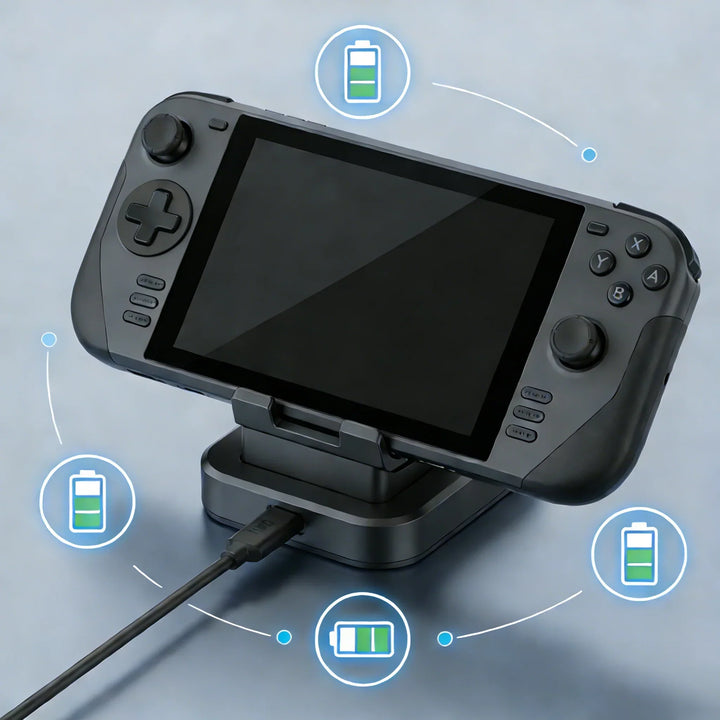 Optimized charging setup for Steam Deck docked mode.