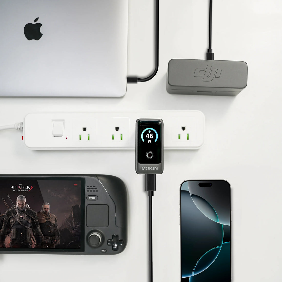   MOKiN 140W Laptop Charger(4-Port,PD3.1) with Smart Display