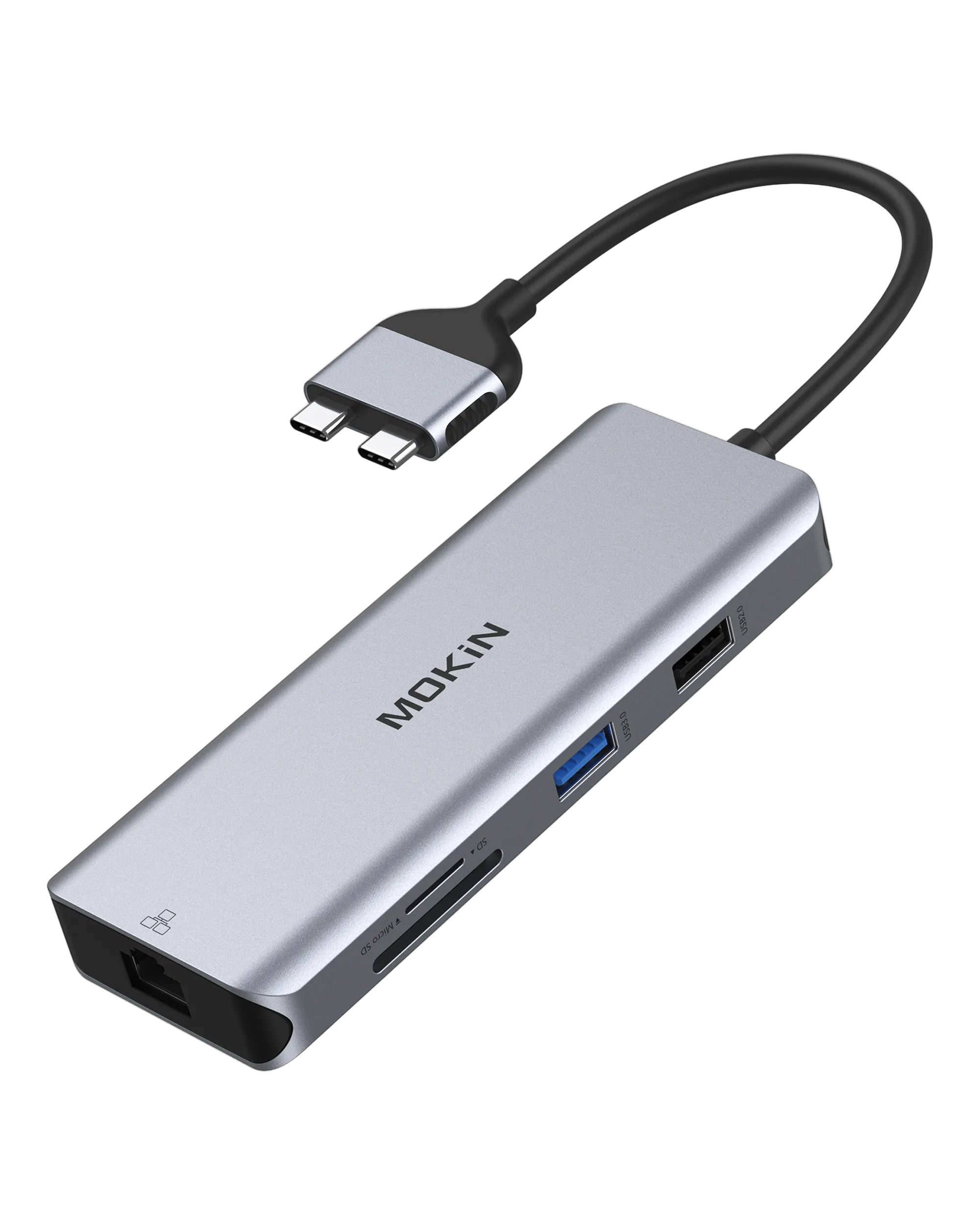 MOKiN 9-in-2 USB-C docking station with dual HDMI, Ethernet, SD/TF slots for MacBook Pro