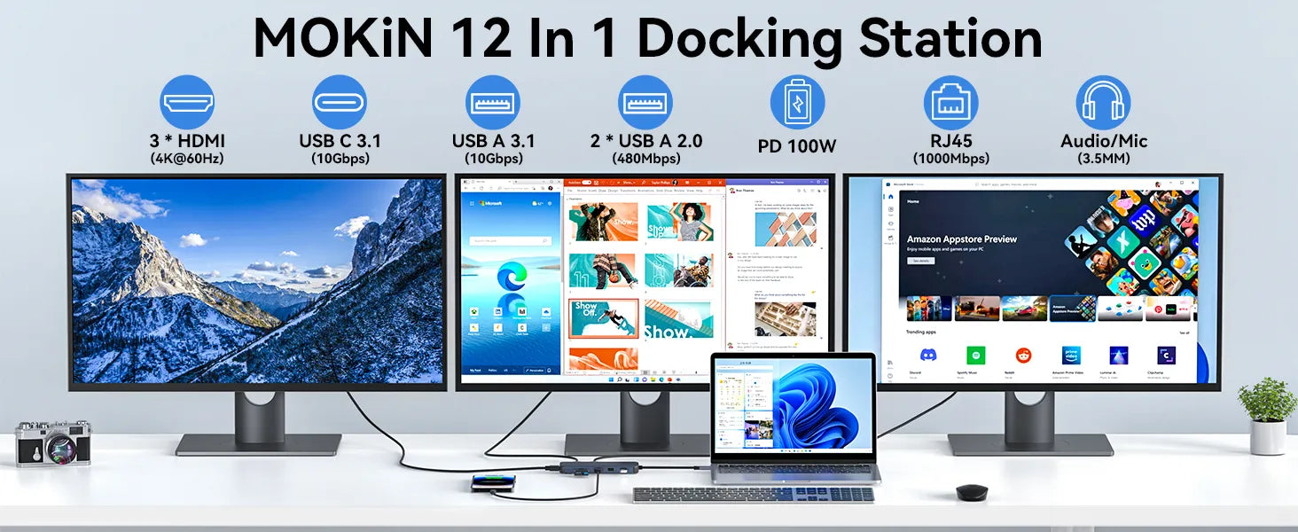 MOKiN USB C MacBook Pro Docking Station Dual Monitor Adapter MOKiN USB C MacBook Pro Docking Station Dual Monitor Adapter