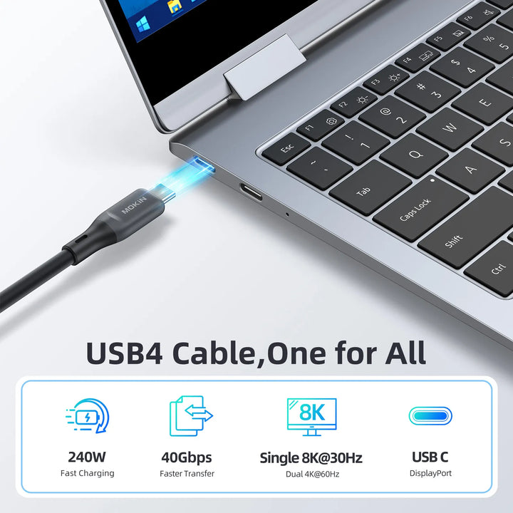 MOKiN USB4 Cable for Thunderbolt 4 Cable [Intel Certified]  - Support 240W，Single 8K & 40Gbps