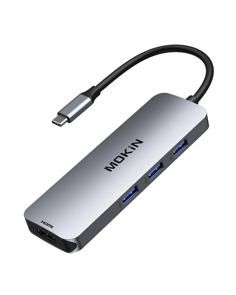 MOKiN 8-in-1 USB C docking station with dual HDMI, 3x USB 3.0 ports, and USB-C power delivery.