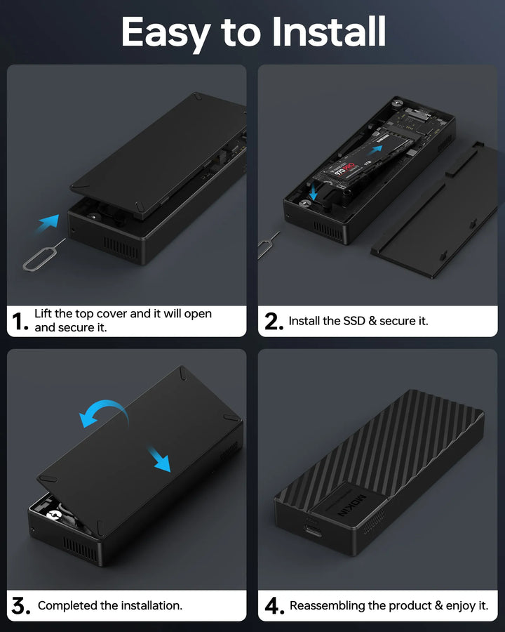 MOKIN 40Gbps M.2 NVMe Enclosure Install Steps