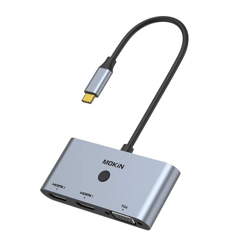 Mokin 3 IN 1 USB C to Dual HDMI VGA Adapter