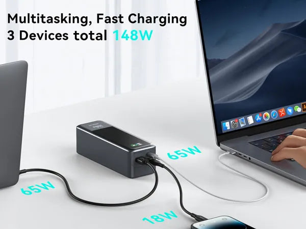 Charging 3 Devices simultaneously(Total 148W)