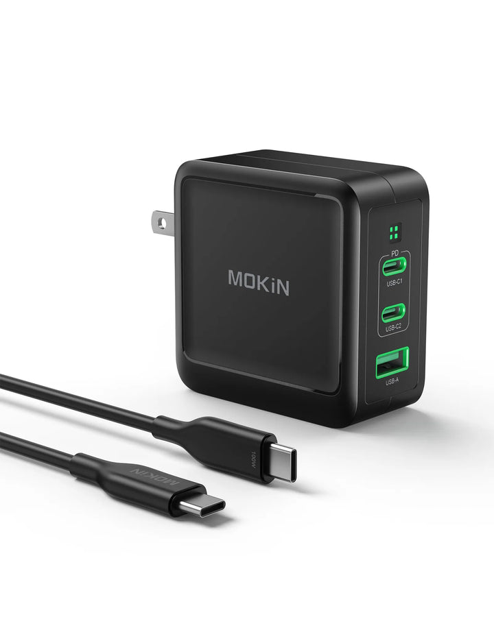 MOKIN 100W GaN USB C Charger (3-Ports Wall Charger)