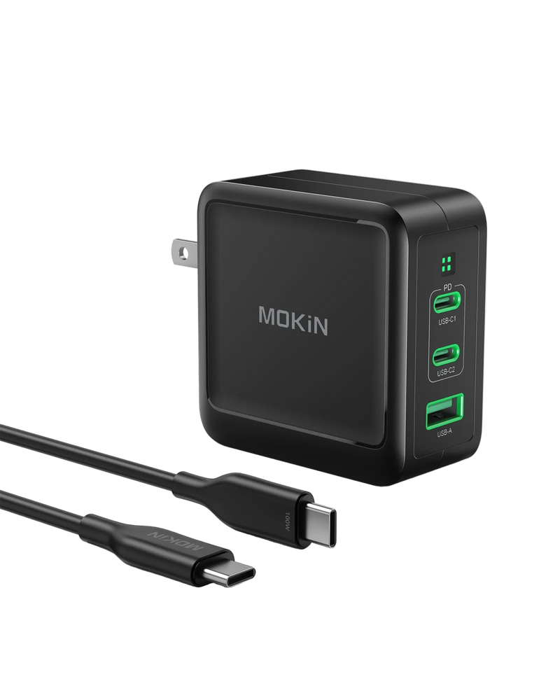 MOKIN 100W GaN USB C Charger (3-Ports Wall Charger)