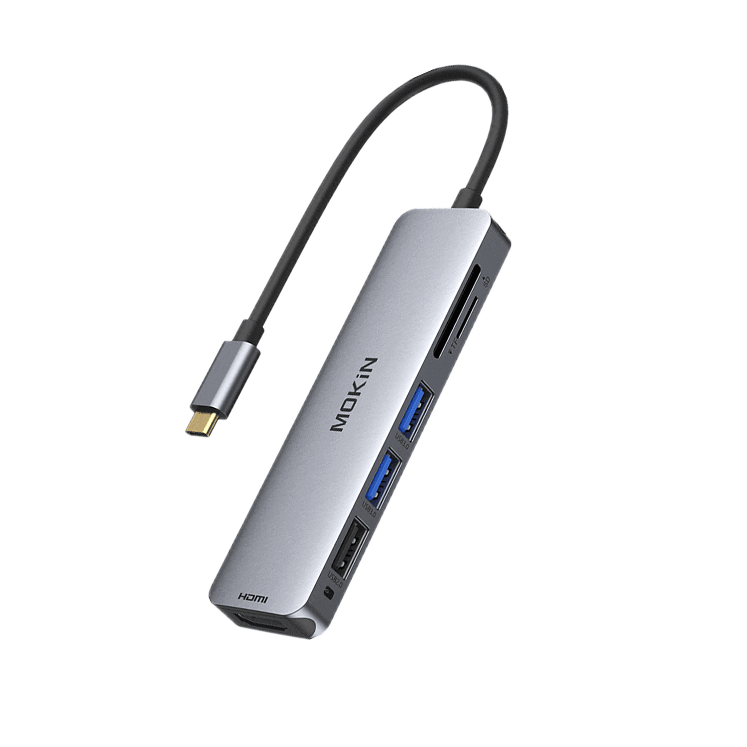 Hub USB-C 6 en 1 pour adaptateur MacBook-Pro Type C Lecteur de carte SD  multiport 4K HDMI