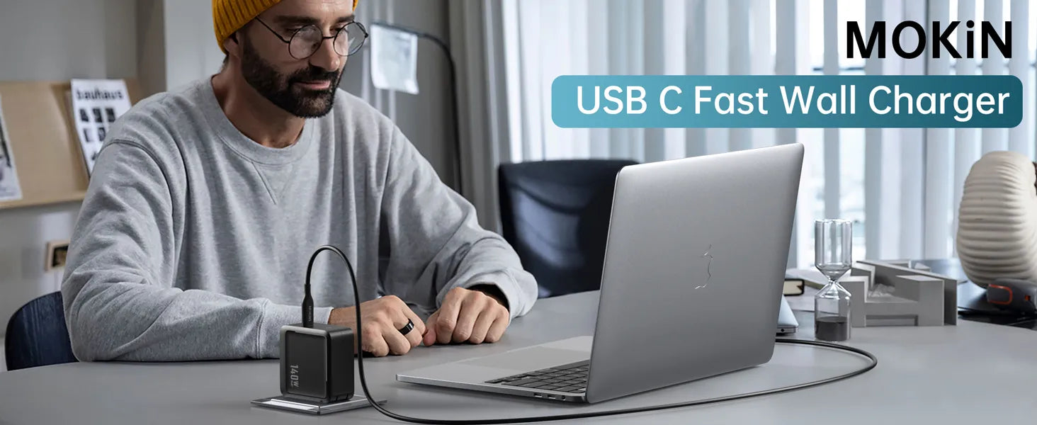 MOKiN 140W USB C Charger - Fast Charging for iPhones, Laptops, Tablets