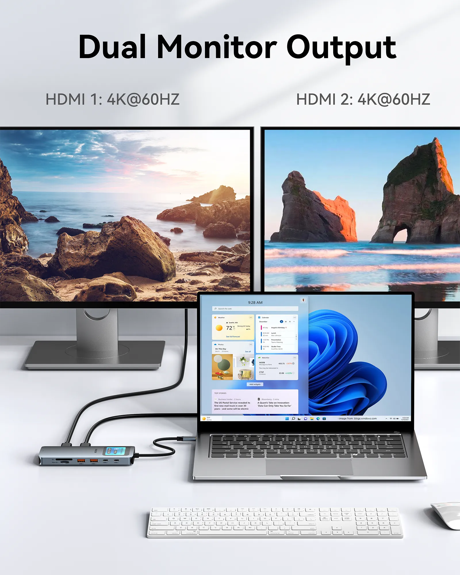 MOKiN 12-in-1 LED USB-C Hub for Dual Displays