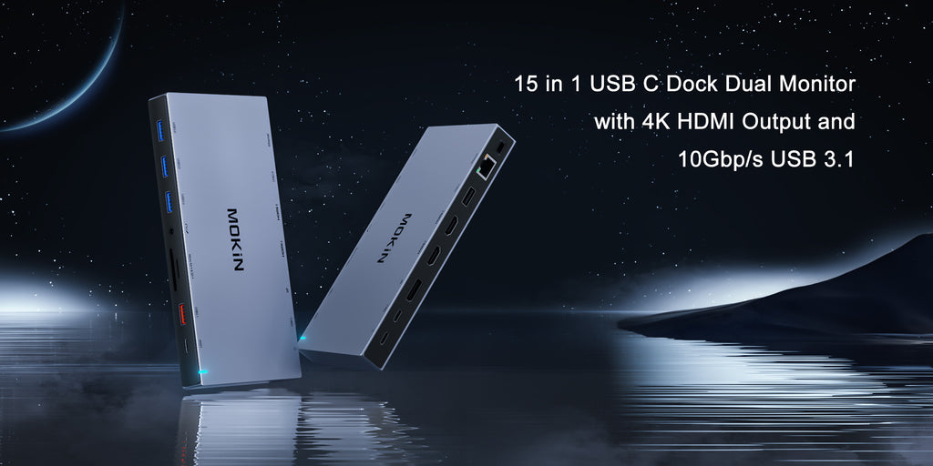Mokin 15 IN 1 USB C Docking Station 3 Monitors With 2 HDMI