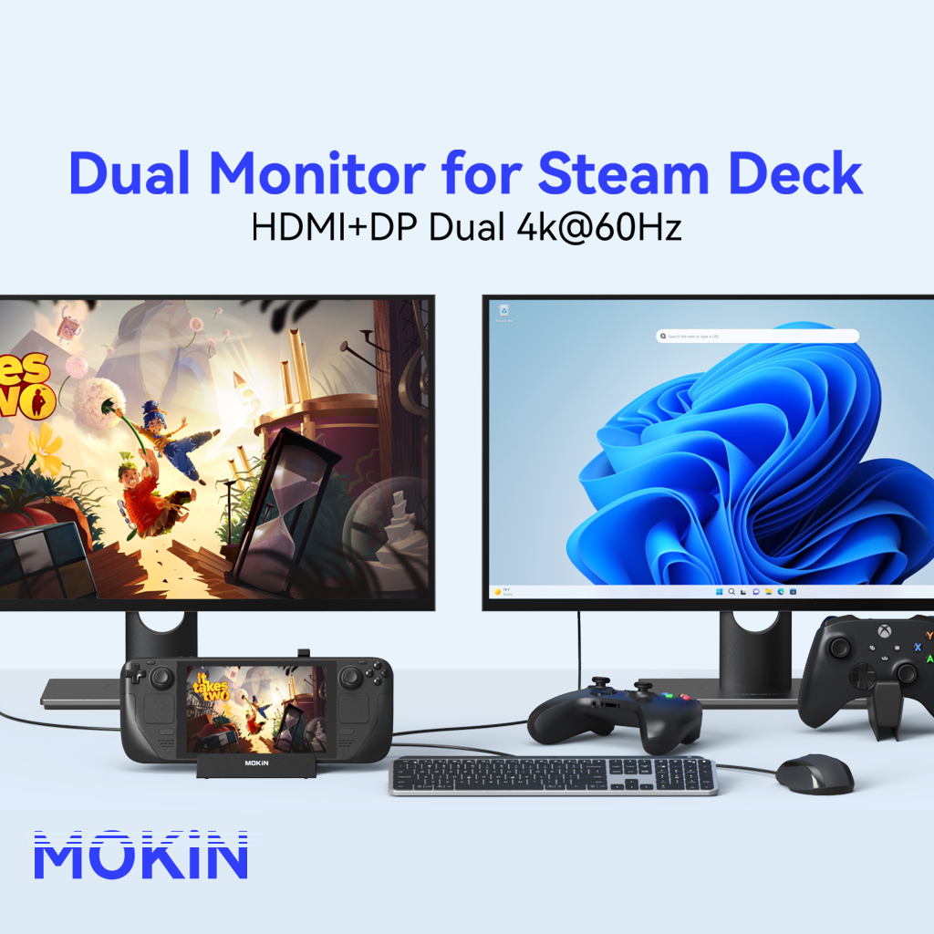 Steam Deck dock with Dual Monitor DisplayPort & HDMI