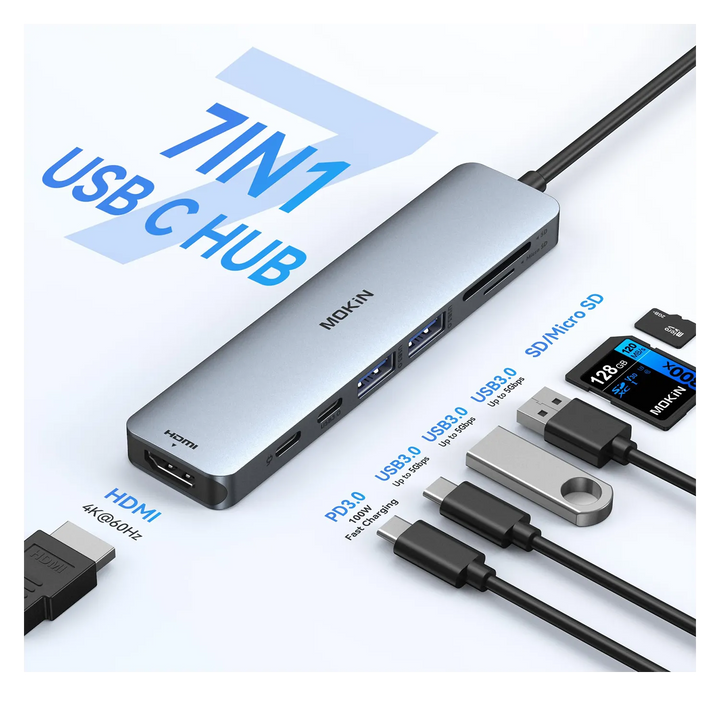 MOKiN 7 in 1 USB C Hub HDMI Adapter for MacBook Pro/Air