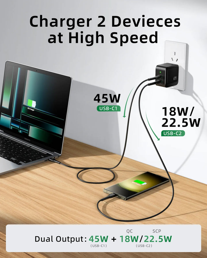 GaN USB C Charger - Charger 2 Devices at high speed