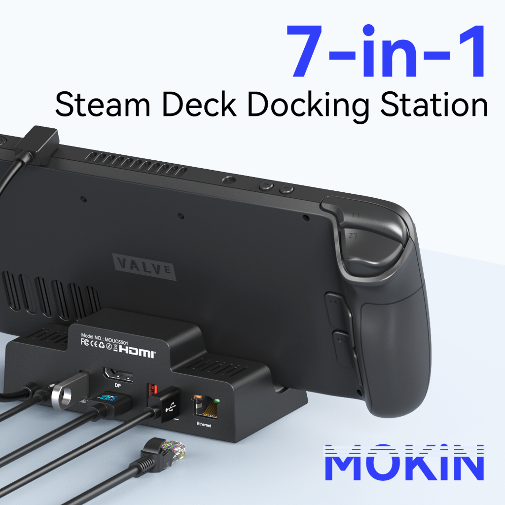 Steam Deck dock with Dual Monitor DisplayPort & HDMI