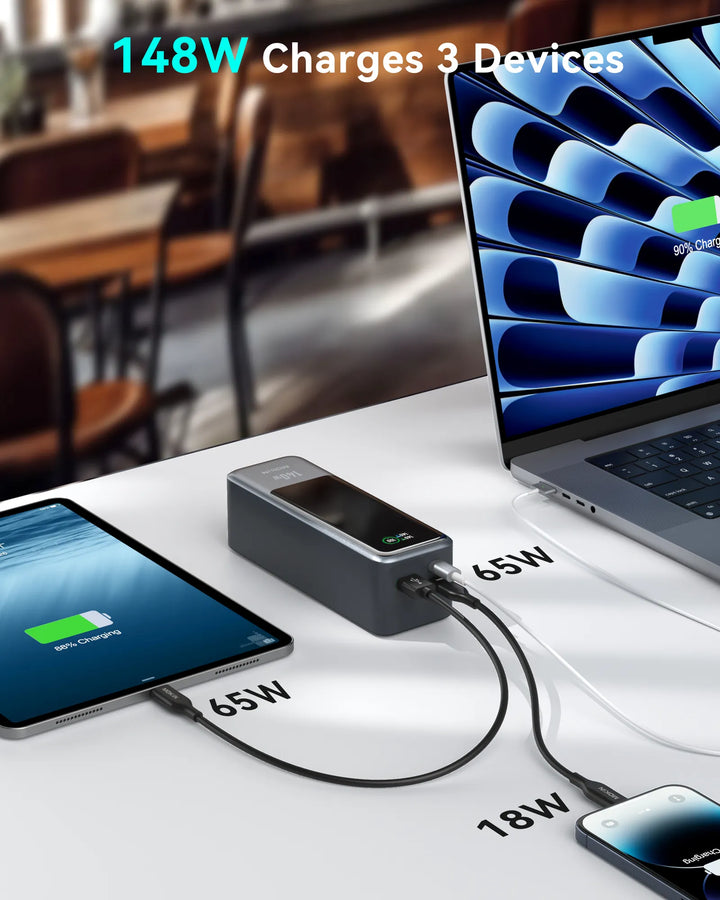 148W Charges 3 Devices simultaneously