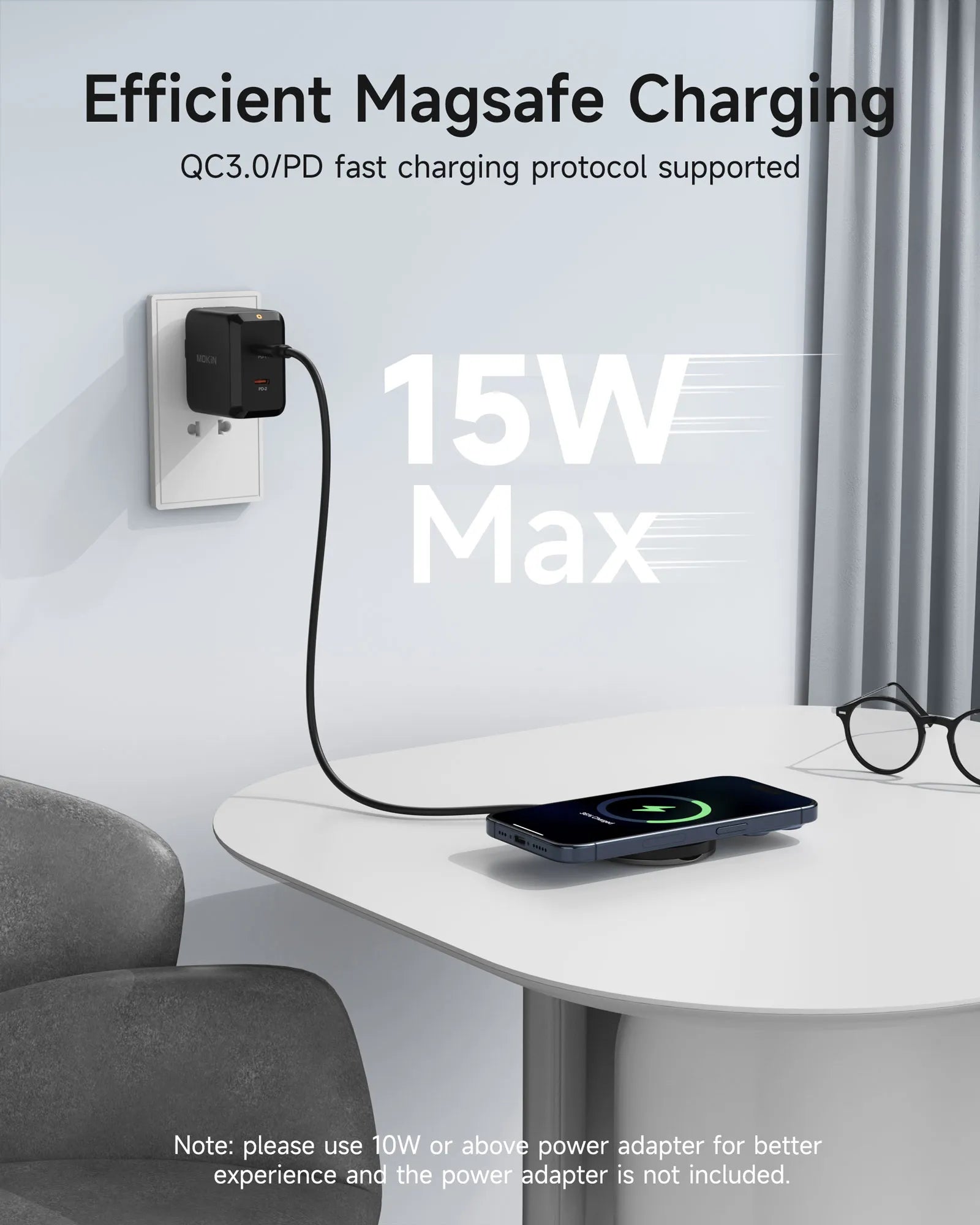 MOKiN 15W Magnetic Wireless Fast Charger