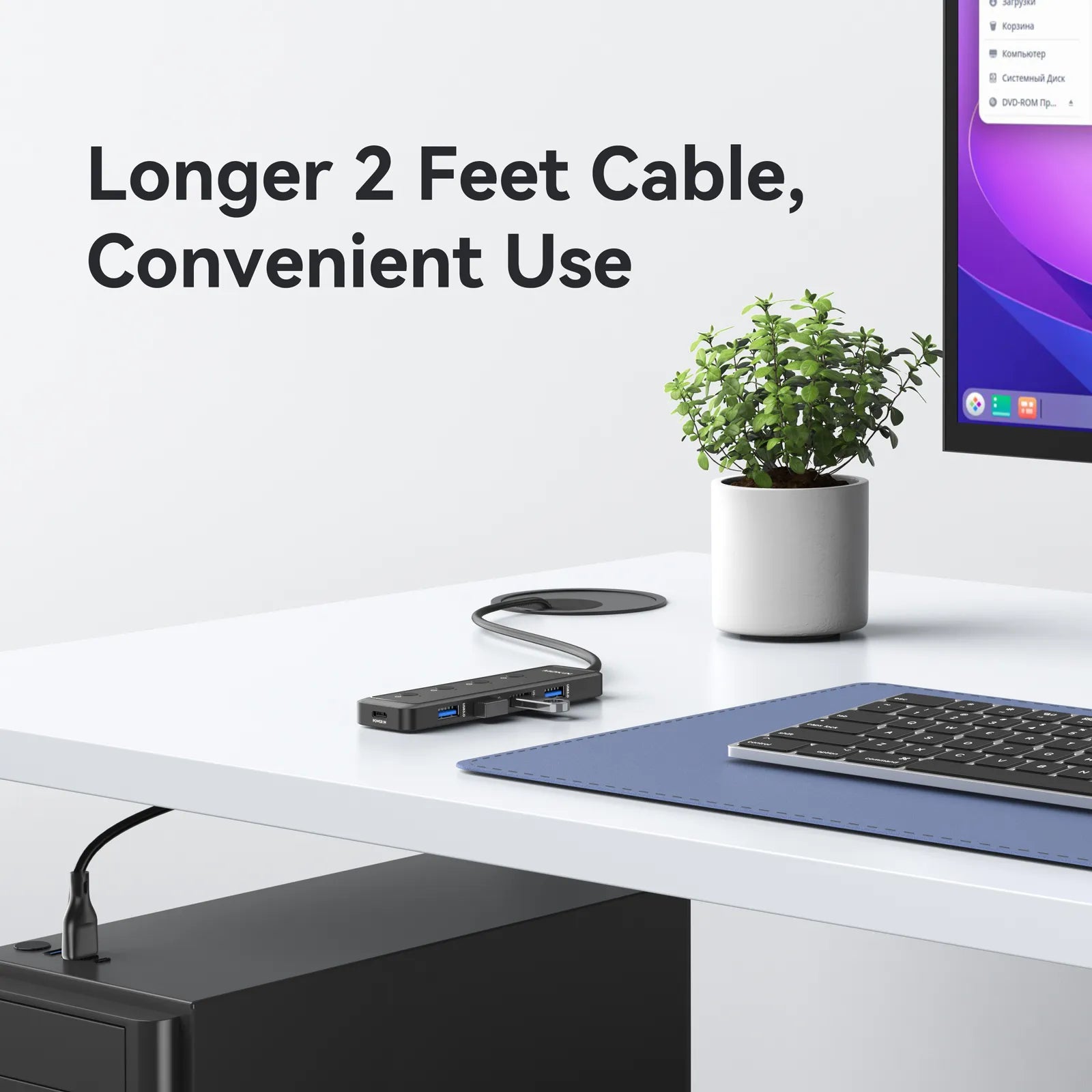 Slim black MOKiN 5-port USB 3.0 hub for high-speed data transfer