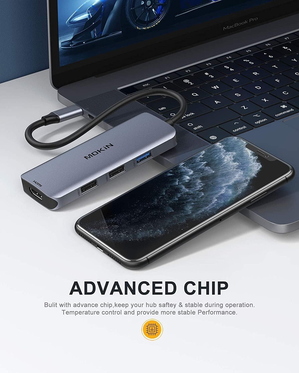 Docking Station USB C to Dual HDMI Adapter, MOKiN USB C Hub Du al HD MI Monitors for Windows,US B C Adapter with Dual HDMI,3 USB Port,PD Compatible for Dell XPS 13/15, Lenovo Yoga,etc
