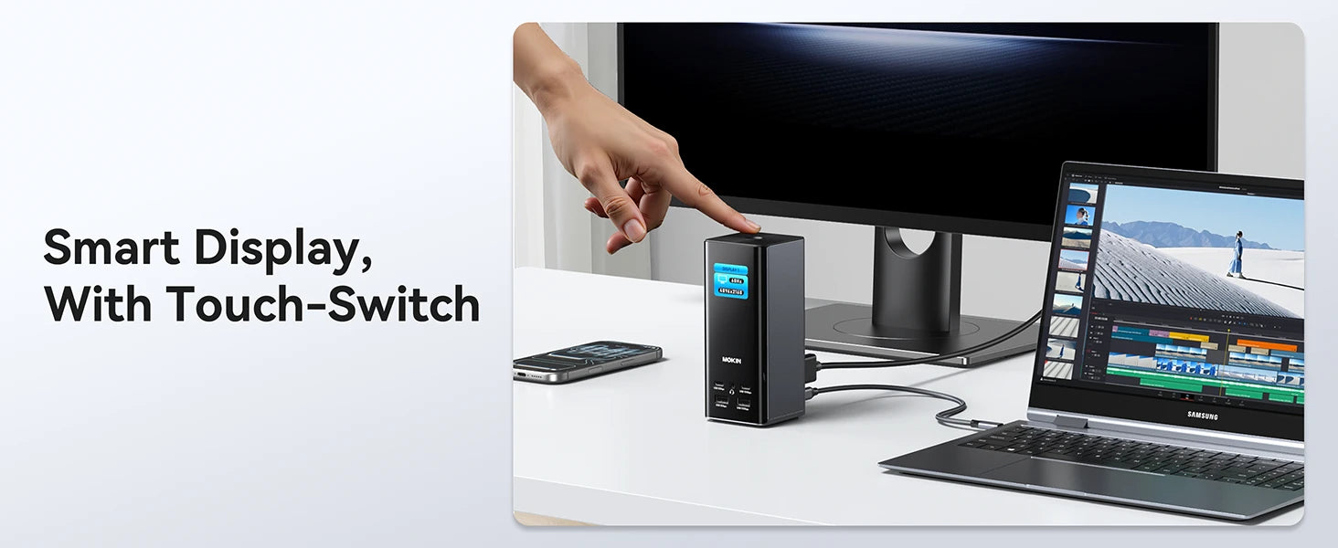 MOKiN USB-C Docking Station for Triple Monitor with LCD Display(17-IN-1)