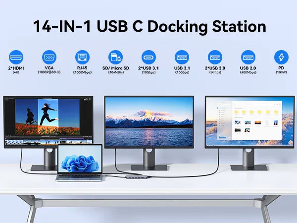 MOKIN 14-IN 1 USB C Laptop Docking Station Dual Monitor