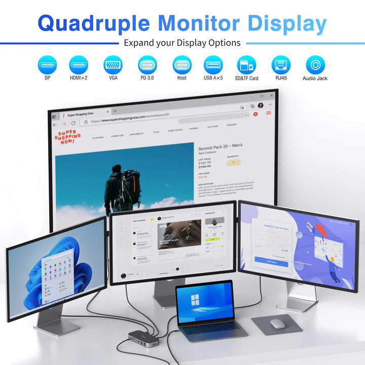 Quadruple Monitor Display