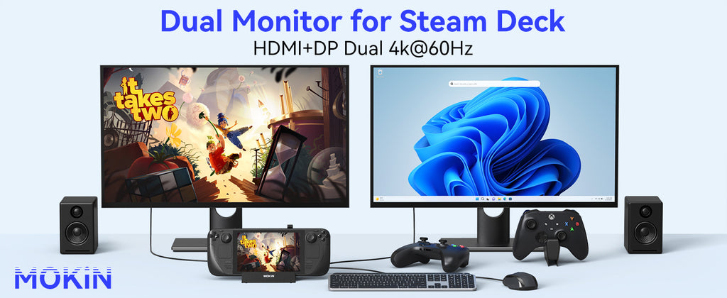 Steam Deck dock with Dual Monitor DisplayPort & HDMI