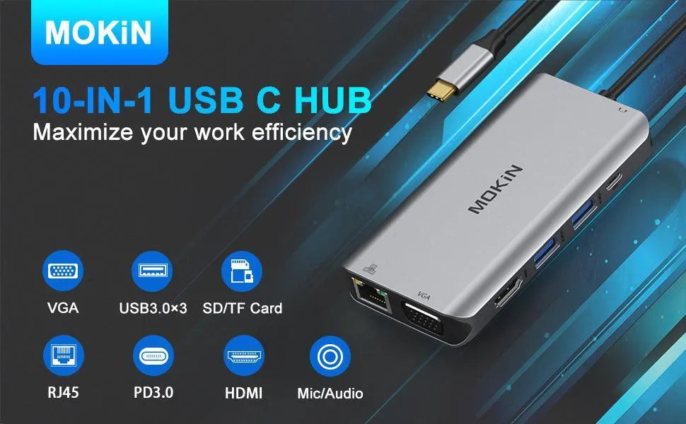 Mokin 10 IN 1 Dual Display USB C Hub