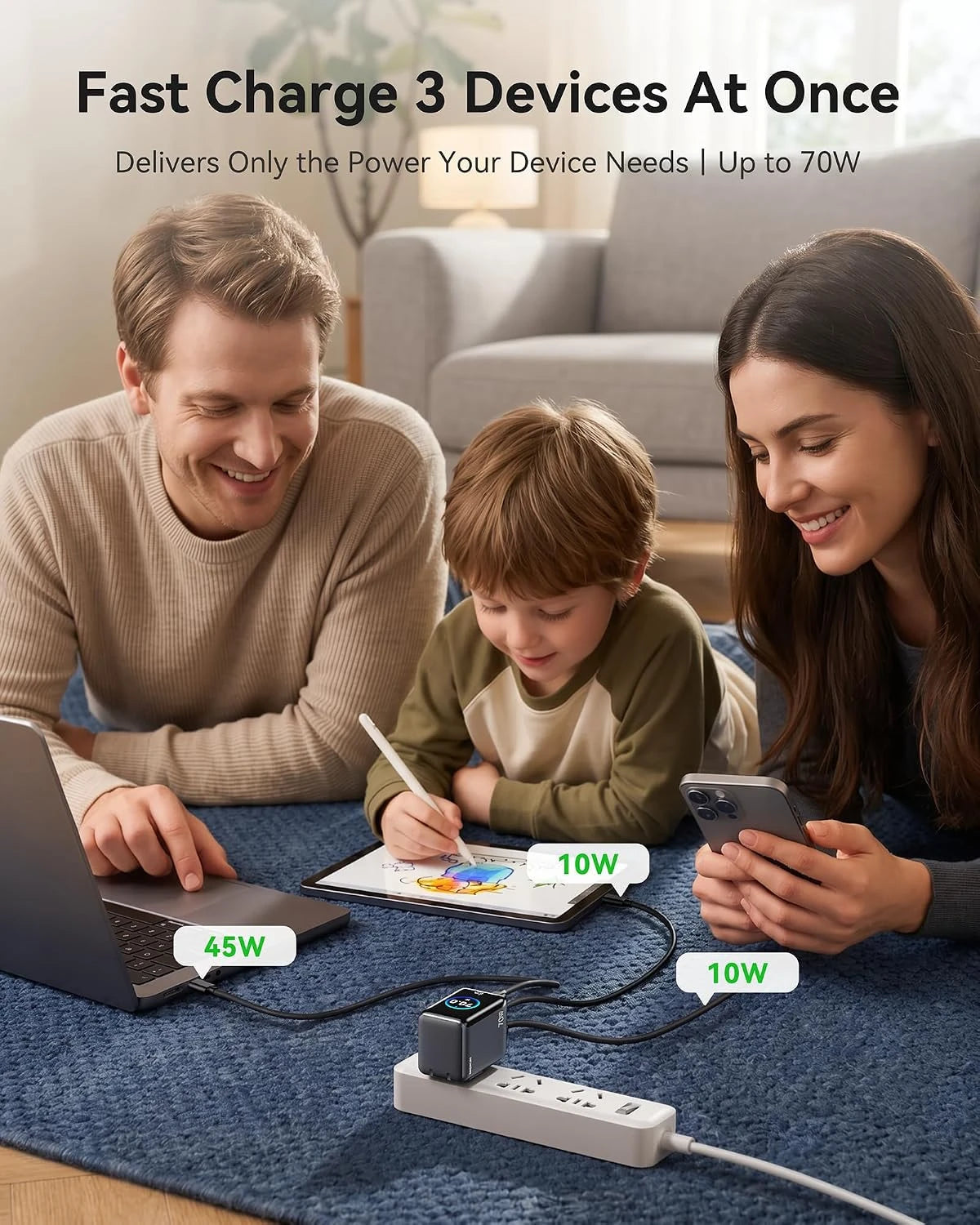 MOKiN 70W GaN Charger with USB-C Fast Charging and Smart Touch Display